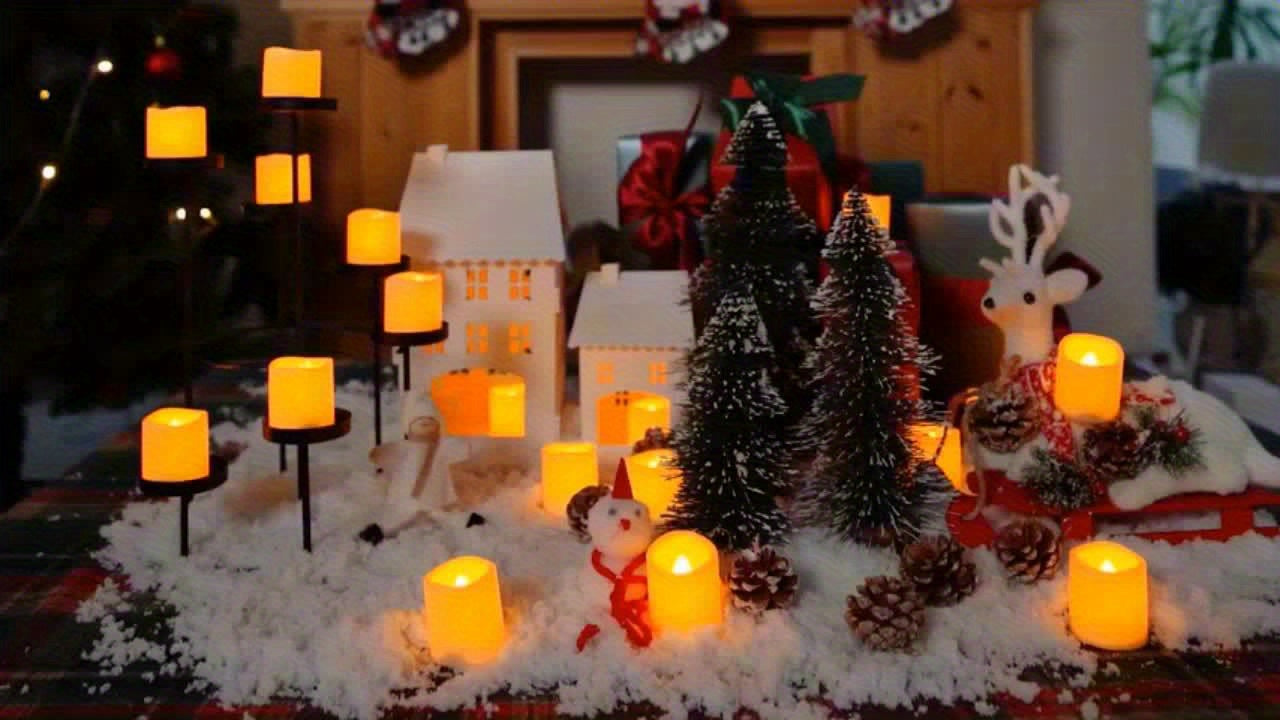 24 Pack Glowing Flameless Candles Battery Powered LED Coal Oil Candles