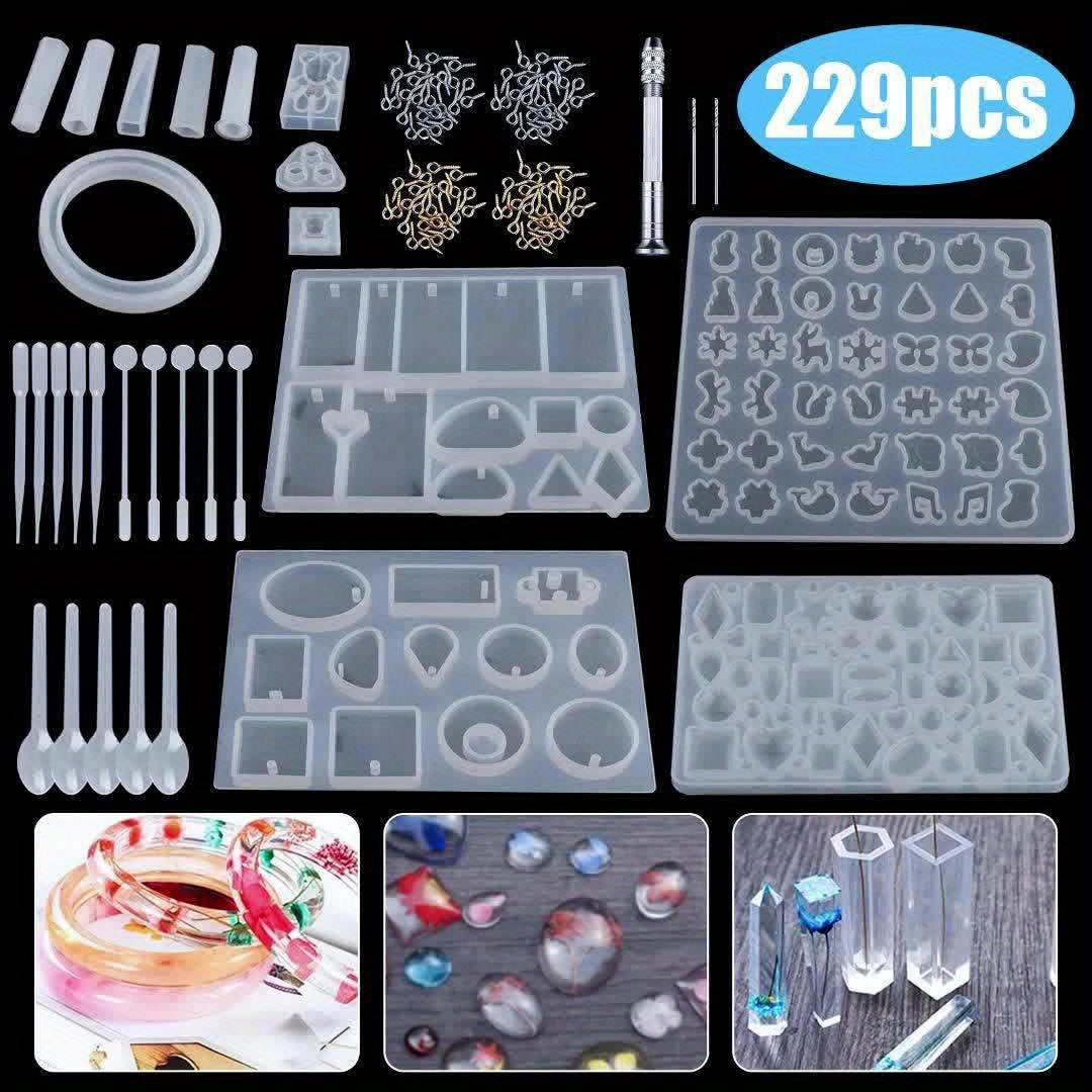 229pcs Set Casting Molds Jewelry Pendant Silicone Molds Kit for Making Necklace Earrings Crafts