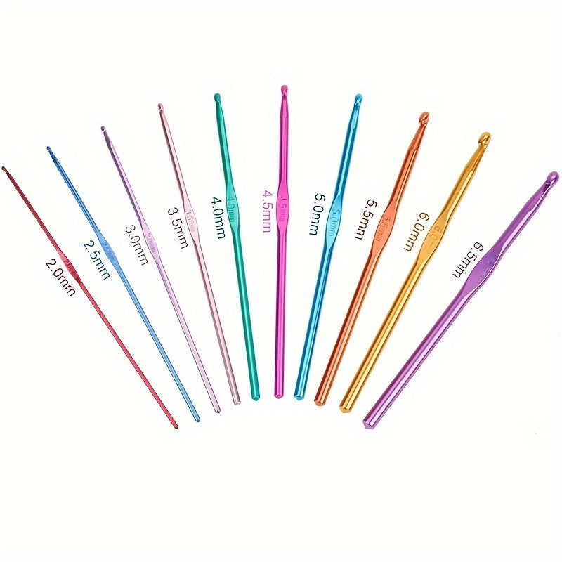 Crochet Hook Kit Knitting Needles, Multicolor Aluminum Ergonomic Yarn Knit Craft Tools