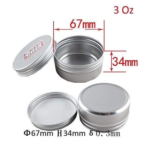6-Packs 3 oz Screw Top Metal Tins Aluminum Tin Cans Gram Jar,90ml Empty Slip Slide Round Containers For Lip Balm,Salve,Crafts,Cosmetic,Candles,Storage Kit(90g)