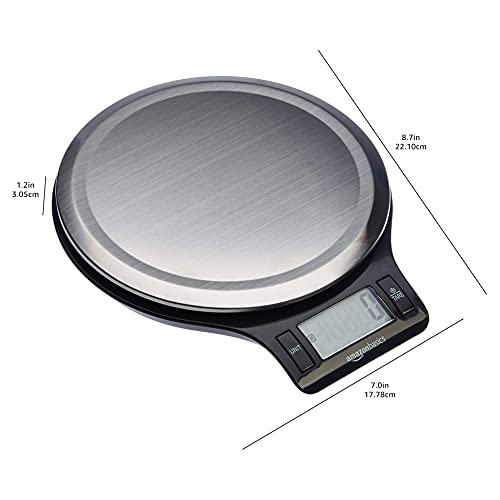 Digital Kitchen Scale with LCD Display, Batteries Included, Weighs up to 11 pounds, Black and Stainless Steel