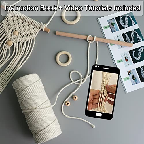 DIY Macrame Kit for Adults Beginners Craft for Making 3 Macrame Plant Hangers Macrame Wall Decor Macrame Supplies Wooden Beads Wooden Rings Metal Rings Macrame Kits for Starter