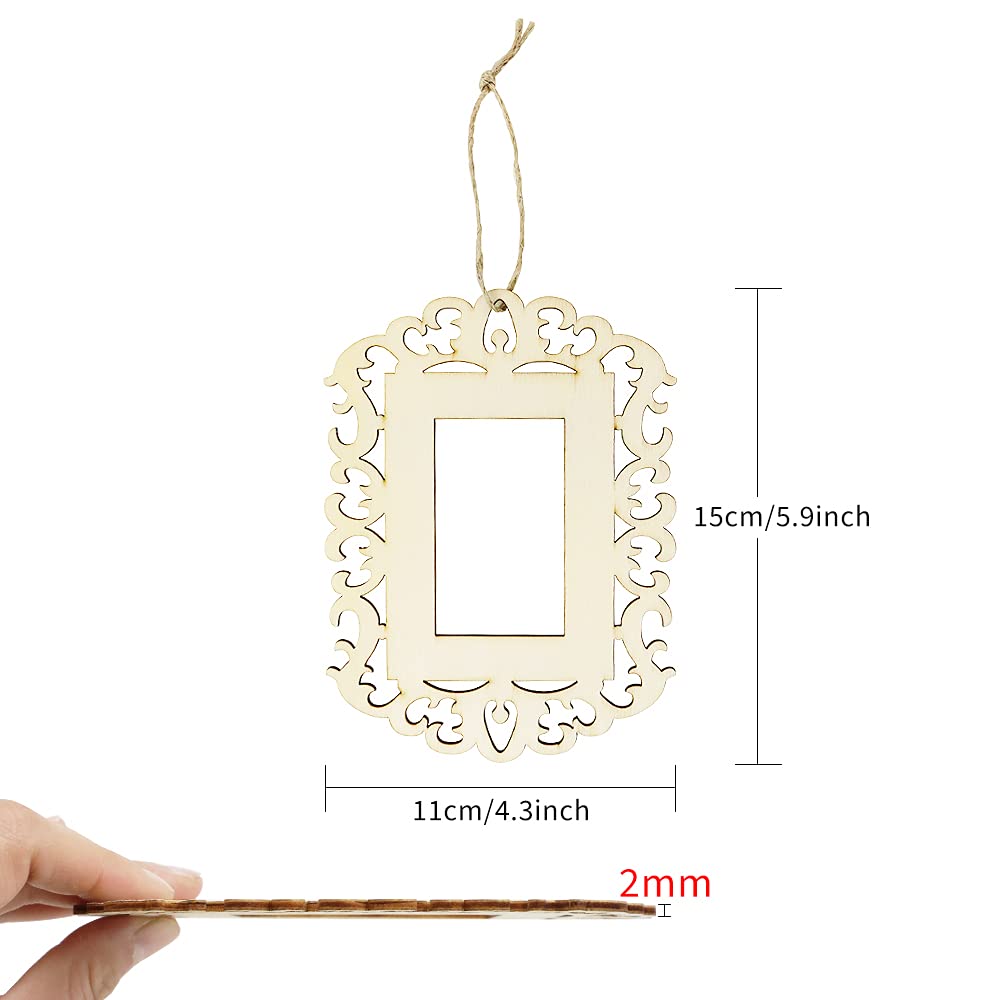 24 Pieces Unfinished Wood Picture Frames, 4.3 x 5.9 Inch Wooden Photo Frame with Jute Rope for Decoration, Crafts, DIY Painting Project, Display and Holds Pictures