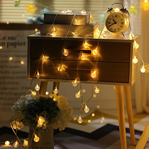 60 LED Globe String Lights, Battery Operated Fairy Lights with Remote for Kids Room Dorm Classroom Outdoor Christmas Tree Decor, Warm White