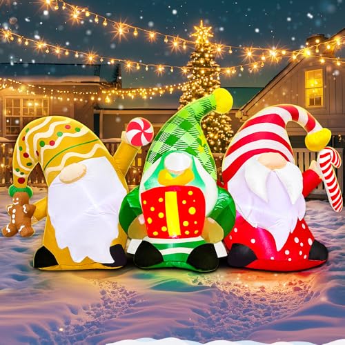 6 FT Christmas Inflatables Outdoor Decorations Inflatable Christmas Gnomes Blow up Yard Decorations Built in LED Lights for Xmas Winter New Year Party Lawn Holiday Winter Decor