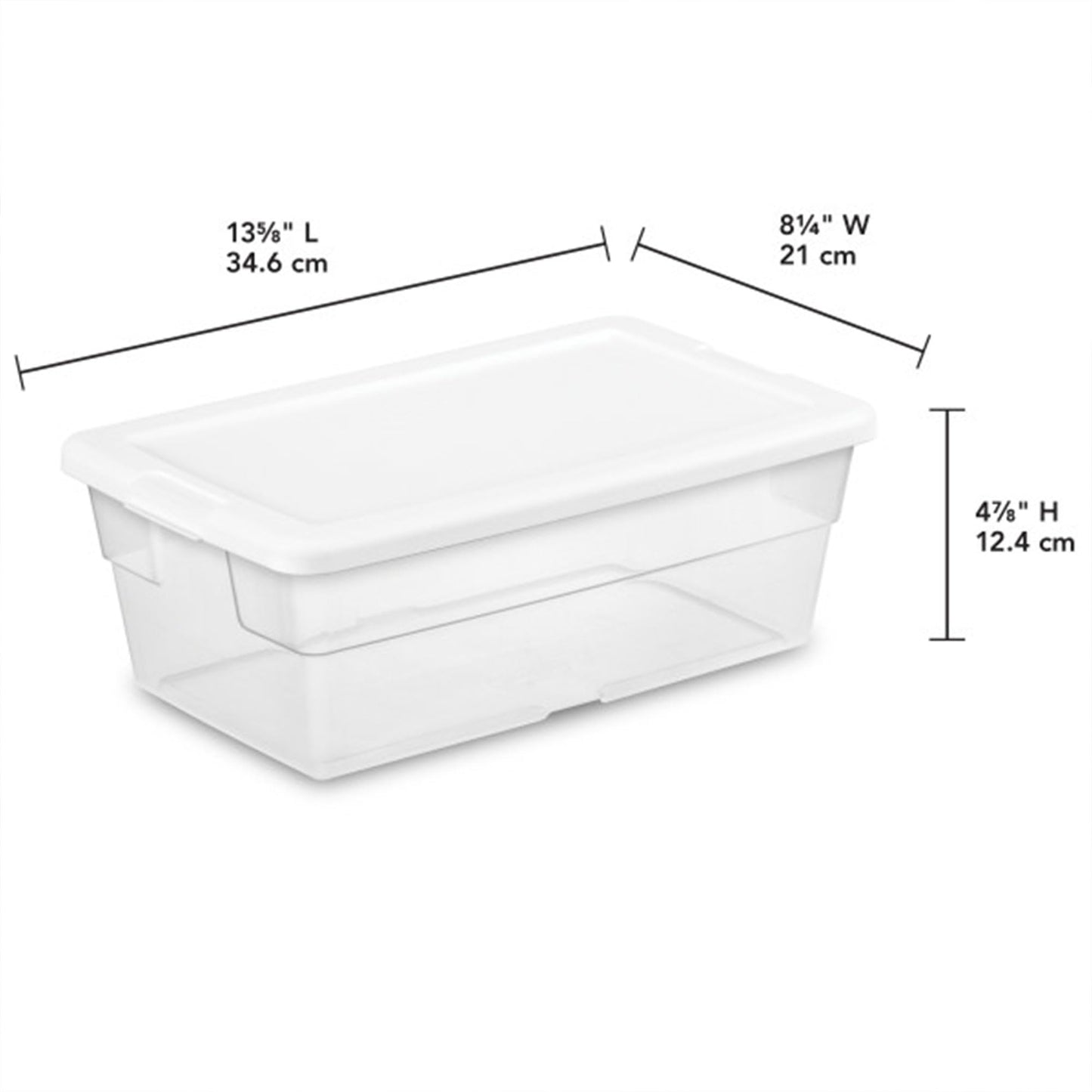 12-Pack Storage Box, Stackable Clear Plastic Bins with Snap-On Lids, 6 Quart