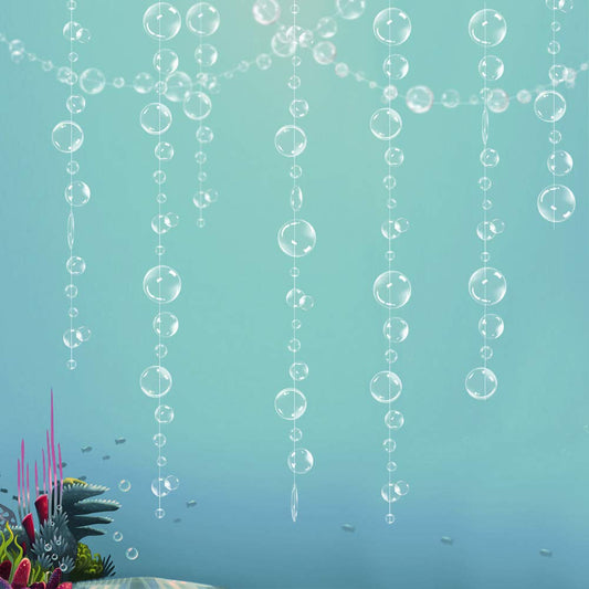 Under The Sea Party Decorations White Bubble Garlands Little Mermaid Birthday Decoration Bday Hanging Streamer Beach Banner Underwater Backdrop Kids Ocean Party Supplies