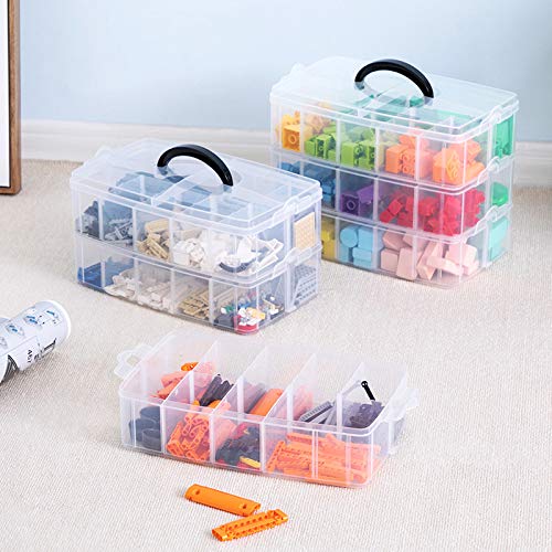 3-Layer Things & Crafts Storage Box with 30 Adjustable Compartments for Organizing Washi Tape, Embroidery Accessories, Threads Bobbins, Kids Toy, Nail Polish, Jewelry - Large
