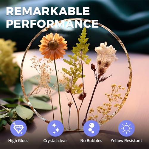 Epoxy Resin Kit 8 OZ, Clear Epoxy Resin (4 OZ×2), Fast Curing, Self Leveling, No Yellowing Casting Resin for Jewelry Making, Resin Molds, Flower Preservation, Easy Mix 1:1