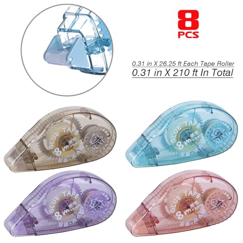 8 Pack Double Sided Tape Roller, Scrapbooking Tape, Permanent Adhesive Dots Tape Dispenser Runner for Crafts and Arts Projects, Photo-Safe