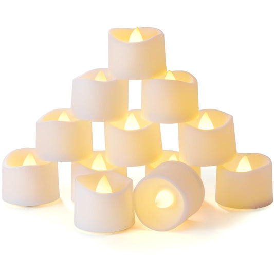 Timer Tea Lights Candles Battery Operated, 6H Timer Built-in, Auto On Daily, Flameless LED Tealight Votives for Table Centerpieces, Lantern, Holiday Decor, Warm Lamp, No Remote, 12-Pack