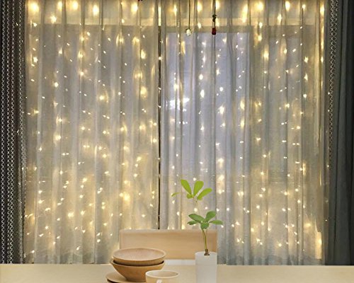 600 LED Window Curtain String Light for Wedding Party Home Garden Bedroom Outdoor Indoor Wall, Warm White