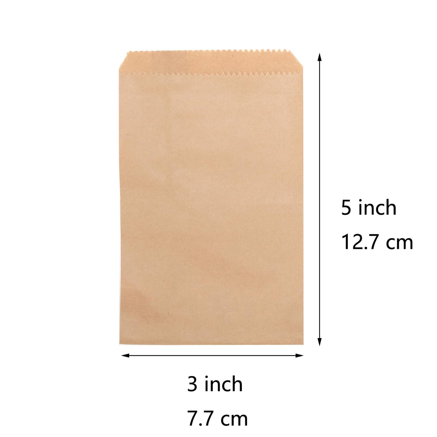 100-pack 3x5 Inches Mini Size Natural Kraft Paper Bags for Bakery Cookies Treats Snacks Popcorn Small Gift bag