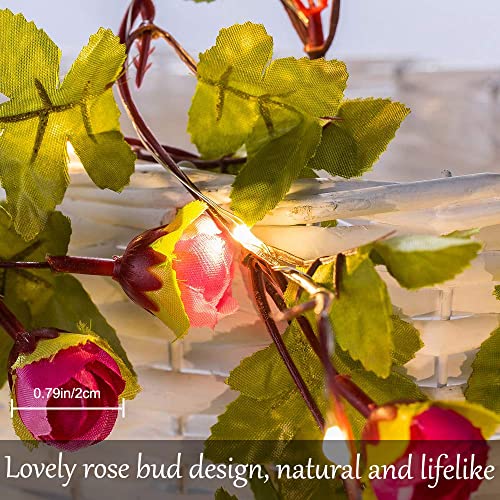 20 LED Rose Flower String Lights - 7.2ft Artificial Flower Garland with Fairy Lights for Valentine's Day, Garden Party, Wedding, Table Decor, Thanksgiving, Christmas