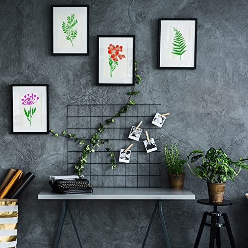 18Pcs Wildflower Stencils Flower Leaf Painting Stencils Reusable Wild Flower Stencil Plastic Art Drawing Templates DIY Crafts Plant Stencil for Painting on Wood Wall Door Canvas Home Decor