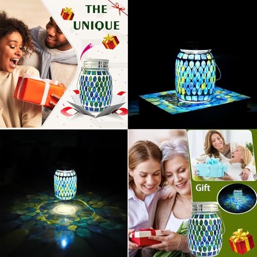 Mosaic Lights Solar Outdoor Hanging Lanterns, Garden Decor Christmas Gifts for Women Mom Grandma Halloween Decor Lights, Outdoor Waterproof Lights, Garden,Patio,Pathway & Yard Décor