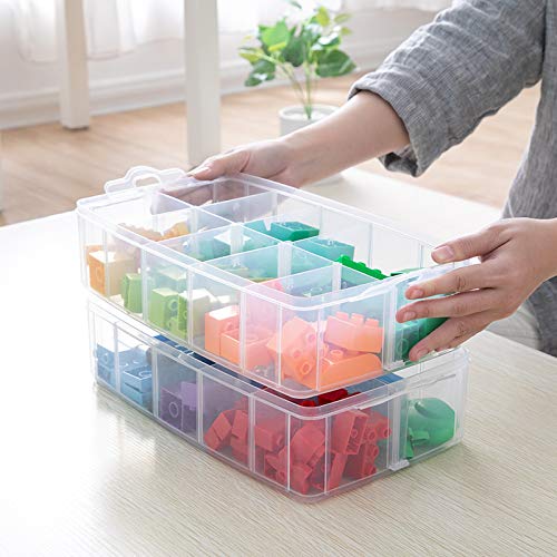 3-Layer Things & Crafts Storage Box with 30 Adjustable Compartments for Organizing Washi Tape, Embroidery Accessories, Threads Bobbins, Kids Toy, Nail Polish, Jewelry - Large