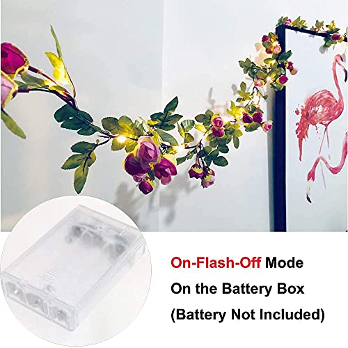 20 LED Rose Flower String Lights - 7.2ft Artificial Flower Garland with Fairy Lights for Valentine's Day, Garden Party, Wedding, Table Decor, Thanksgiving, Christmas