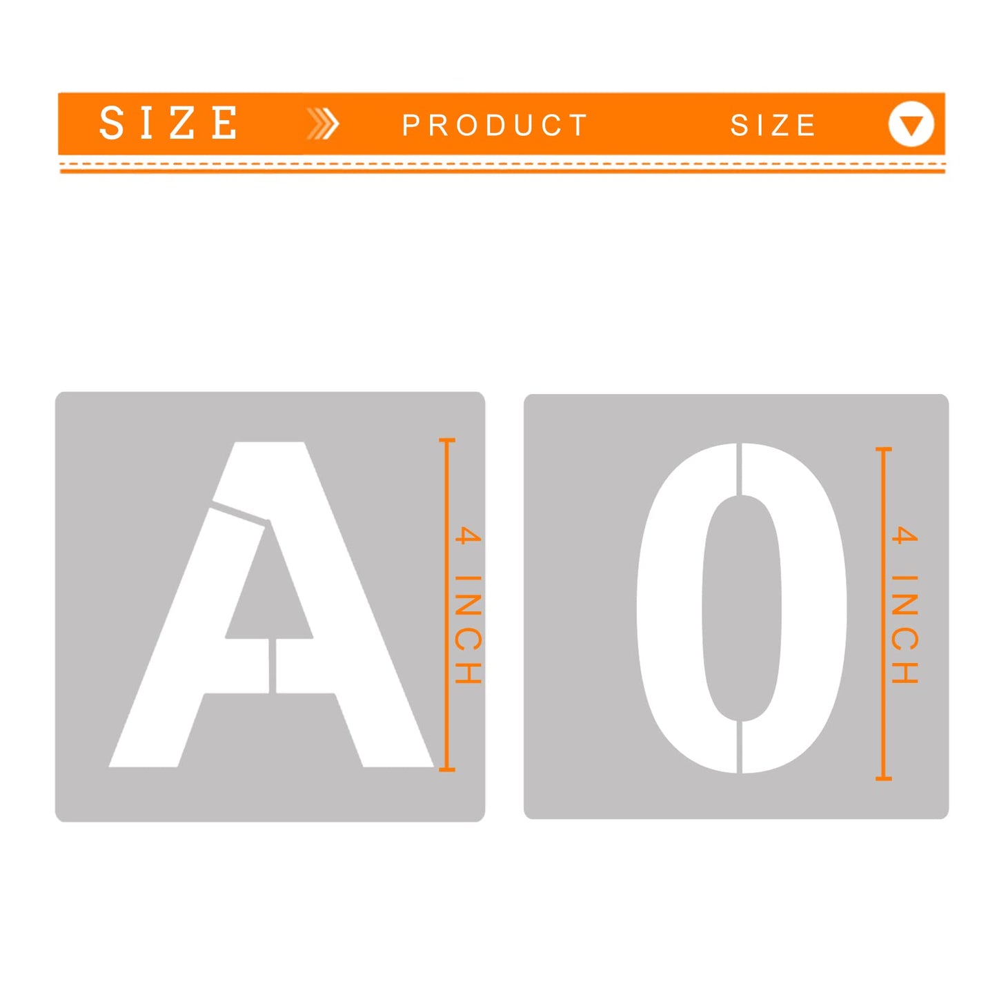 4'' Letter Stencils and Numbers Reusable Plastic, 36 Pc Alphabet Art Craft Stencils, Number Symbol Templates for Wood, Wall, Fabric, Rock, Chalkboard, Signage