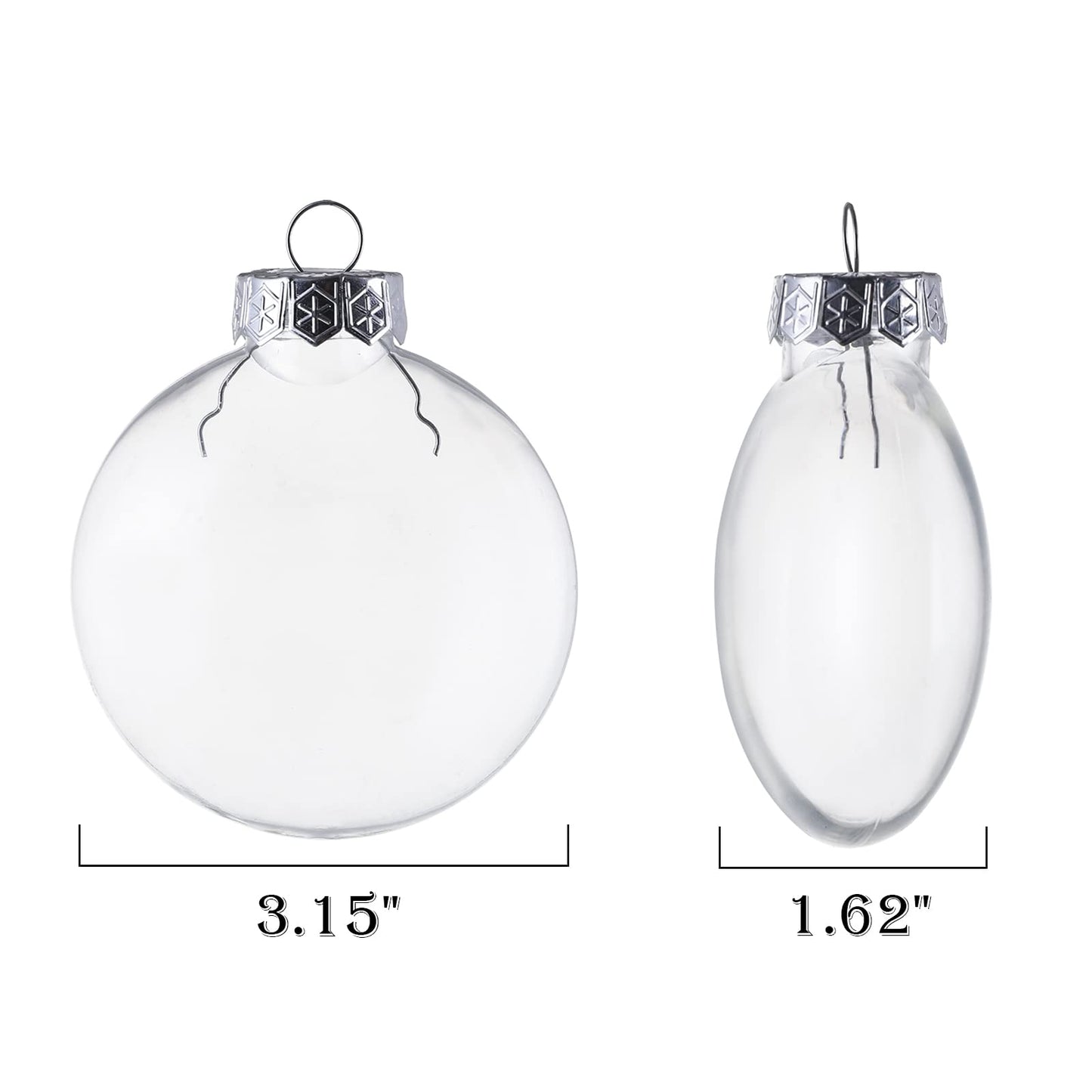 15 Pack Ornament Discs, 3.15 Inch Clear Plastic Fillable Ornament Ball for DIY Craft Projects, Christmas, Wedding, Party, Home Decor