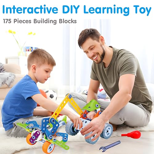 11 in 1 Stem Building Toys for Kids Ages 4-8 Easter STEM Toys for 4 5 6 7 8+ Year Old Boy Birthday Gift Idea, 175 Pcs Educational Construction Toys for Boys 5-7 4-6 6-8 Erector Set Blocks Game