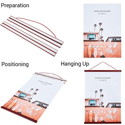 Magnetic Poster Hanger, 8x10 8x20 8x11 Poster Frame Wood Wooden Magnet Print Posters Dowel Scroll Hanger Hangers Hanging Kit for Walls Map Canvas Artwork (Mahogany, 8")
