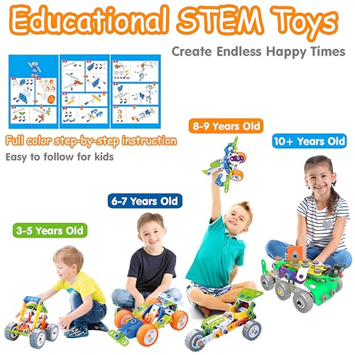 11 in 1 Stem Building Toys for Kids Ages 4-8 Easter STEM Toys for 4 5 6 7 8+ Year Old Boy Birthday Gift Idea, 175 Pcs Educational Construction Toys for Boys 5-7 4-6 6-8 Erector Set Blocks Game