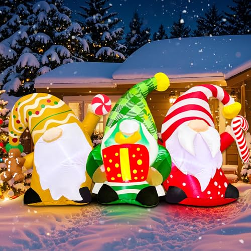 6 FT Christmas Inflatables Outdoor Decorations Inflatable Christmas Gnomes Blow up Yard Decorations Built in LED Lights for Xmas Winter New Year Party Lawn Holiday Winter Decor