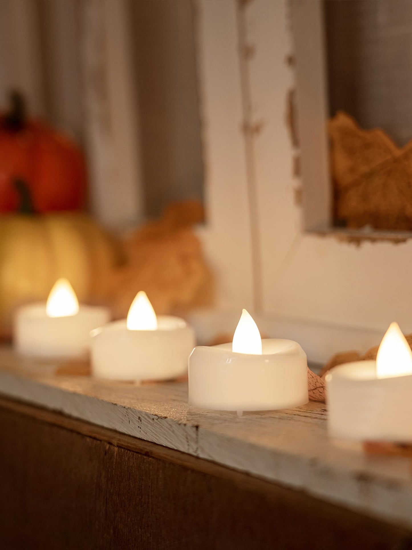 LED Candles, Tea Lights Candles Battery Operated Bulk, 24-Pack Long-Lasting 200 Hours Flameless Tealight Candles, Realistic Tea Lights for Halloween Christmas Wedding, 1.5'' D X 1.25'' H