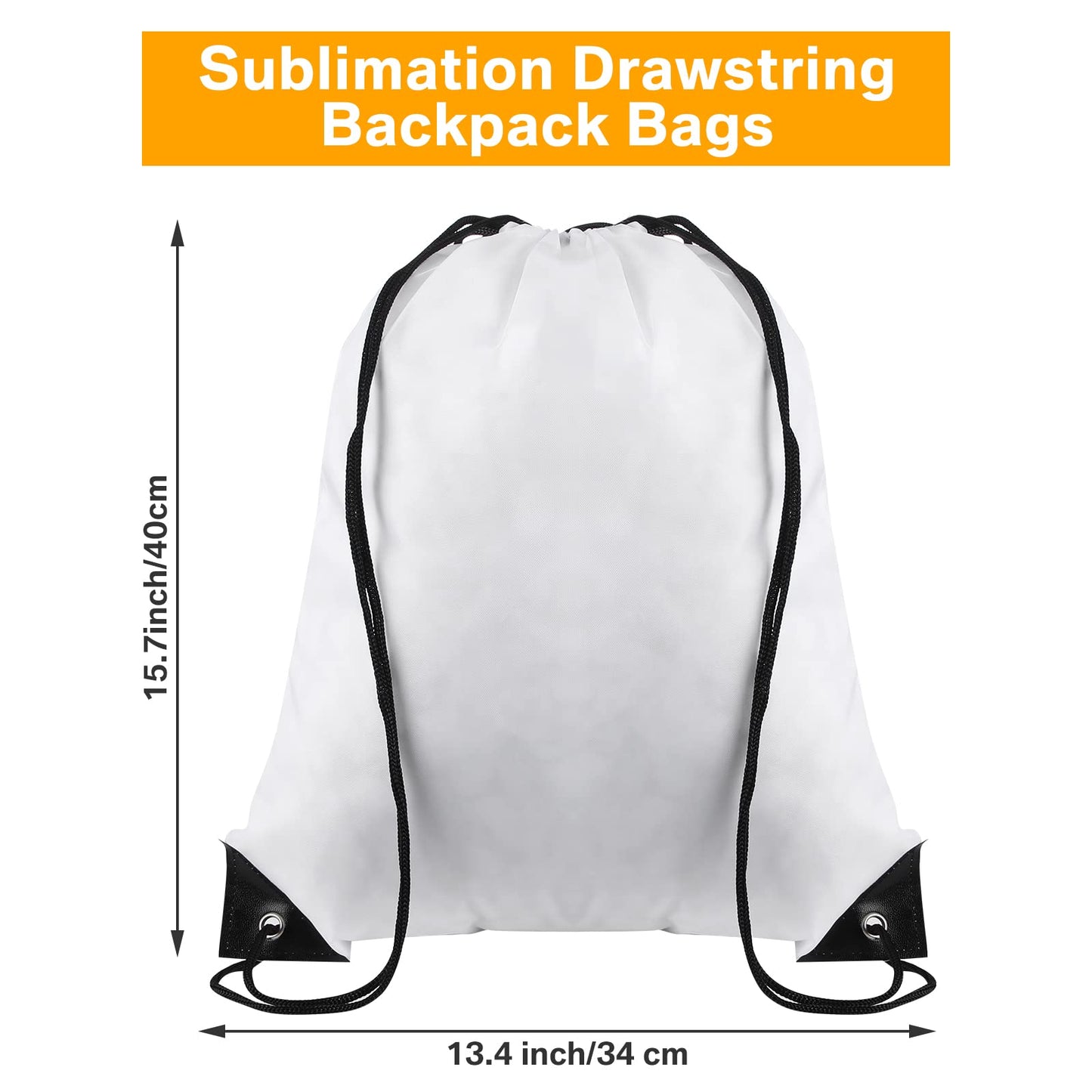 30 Pcs Blank Sublimation Drawstring Bags Drawstring Backpack Bulk Heat Press Reusable Polyester Sublimation Bags Cinch Sackpack for Gym Sport DIY Craft, White