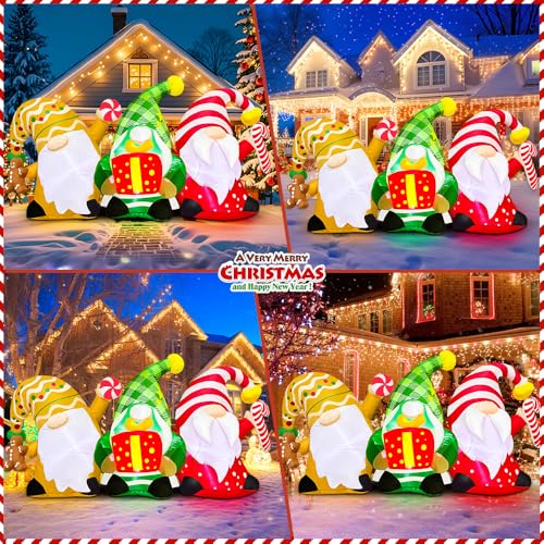 6 FT Christmas Inflatables Outdoor Decorations Inflatable Christmas Gnomes Blow up Yard Decorations Built in LED Lights for Xmas Winter New Year Party Lawn Holiday Winter Decor