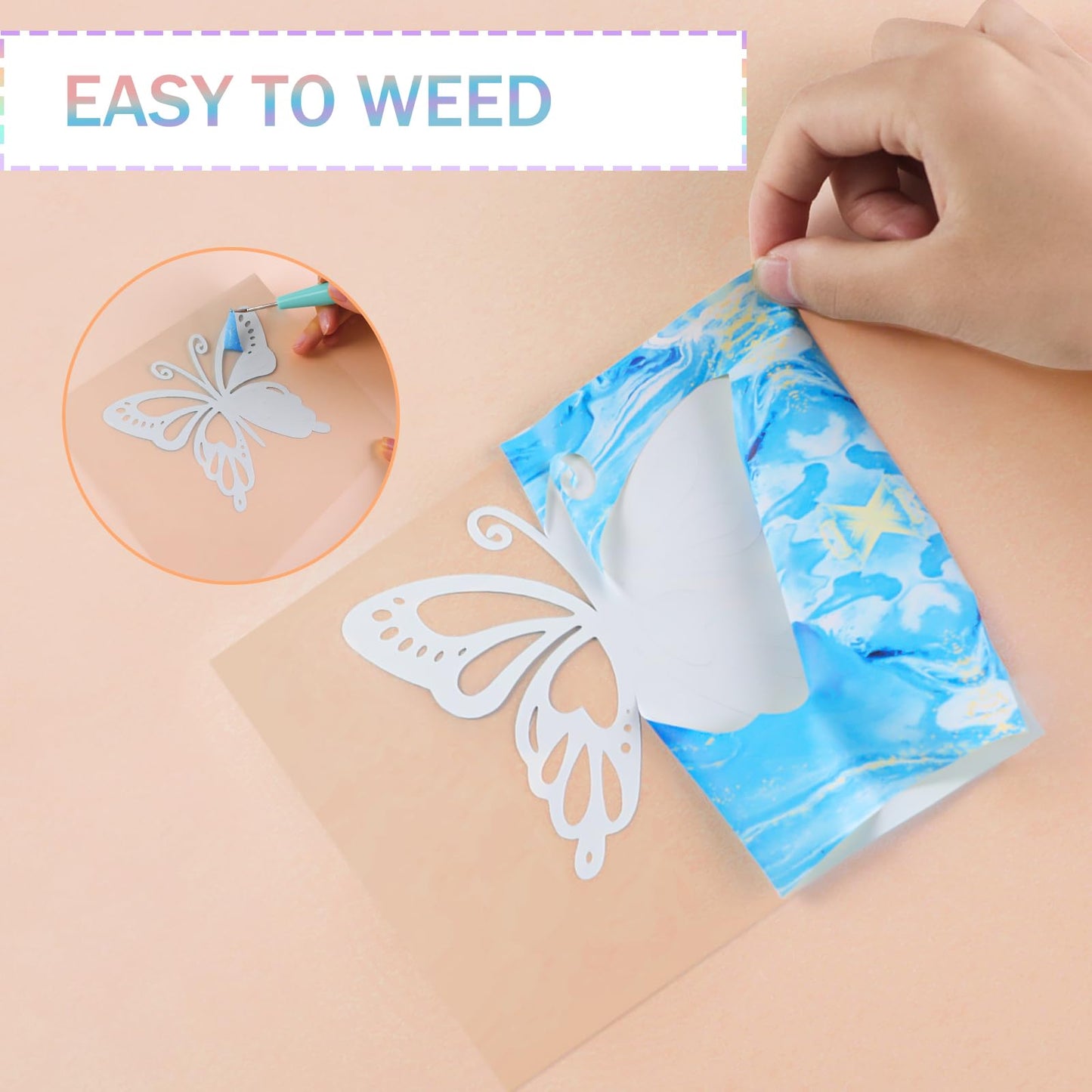 Tie Dye HTV Heat Transfer Vinyl Rolls - 12" x 8ft Watercolor HTV for Shirts, Easy to Cut & Weed for Heat Vinyl Design