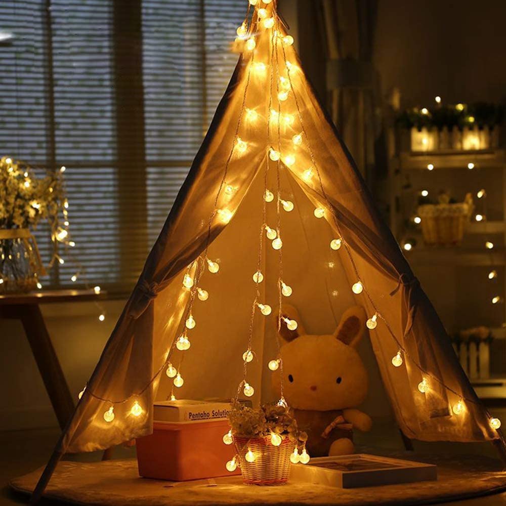 60 LED Globe String Lights, Battery Operated Fairy Lights with Remote for Kids Room Dorm Classroom Outdoor Christmas Tree Decor, Warm White