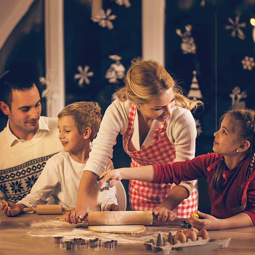 Cookie Cutters Shapes Baking Set, 12PCS Flower Round Heart Star Shape Biscuit Stainless Steel Metal Molds Cutters for Kitchen Baking Halloween Christmas