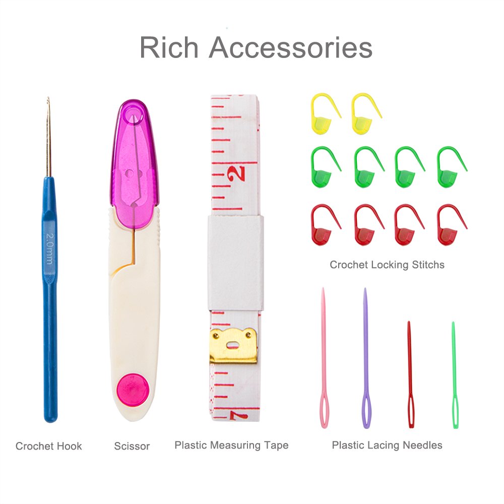 18 Pairs Bamboo Knitting Needles Set, Vancens Circular Wooden Knitting Needles with Colorful Plastic Tube, Small Tools for Weave are Included, 18 Sizes: 2mm - 10mm, 31.5" Length