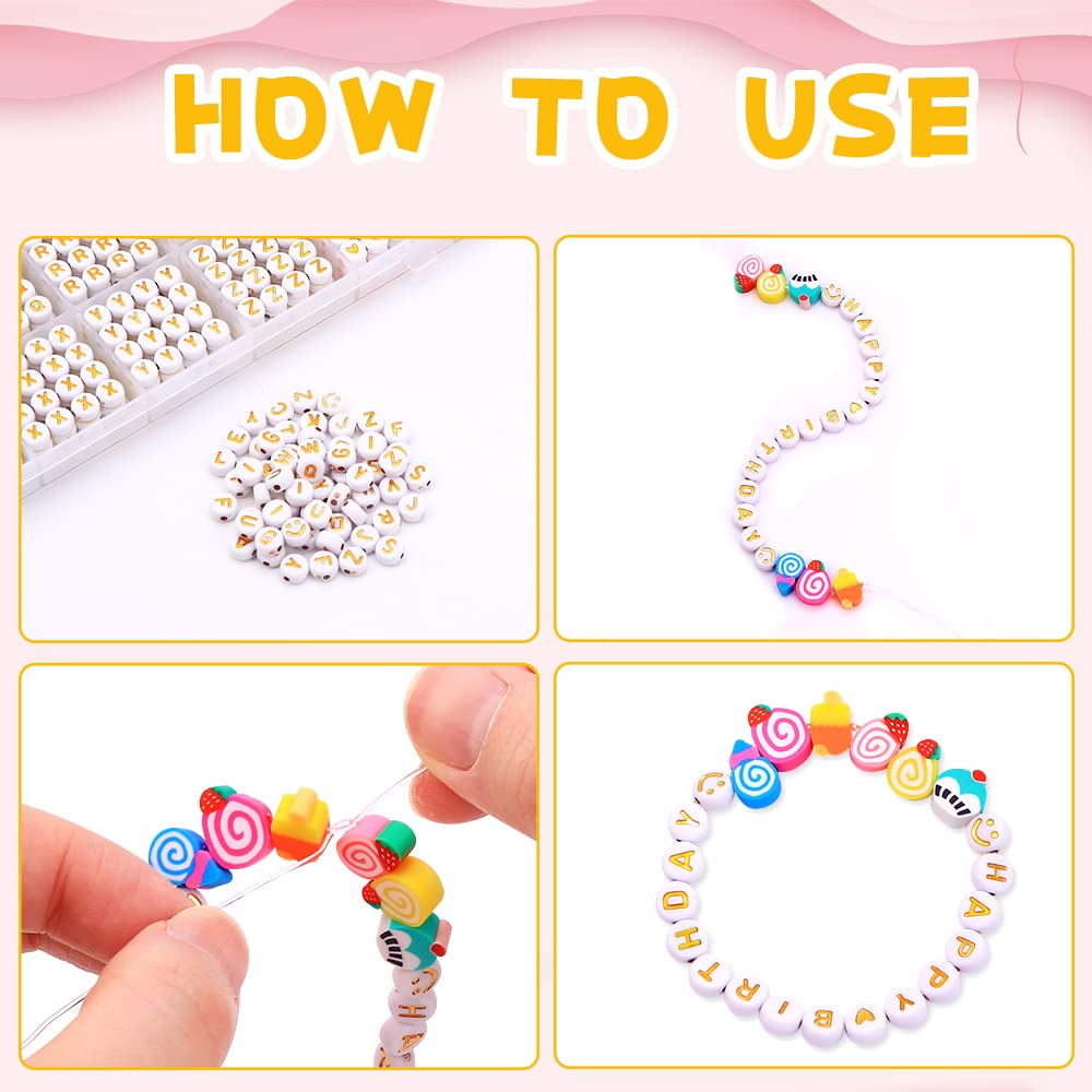 1400pcs Round Letter Beads for Jewelry Making, 28 Style Gold A-Z Alphabet Acrylic Beads Kits Heart Beads for Bracelets Making (4 * 7mm)