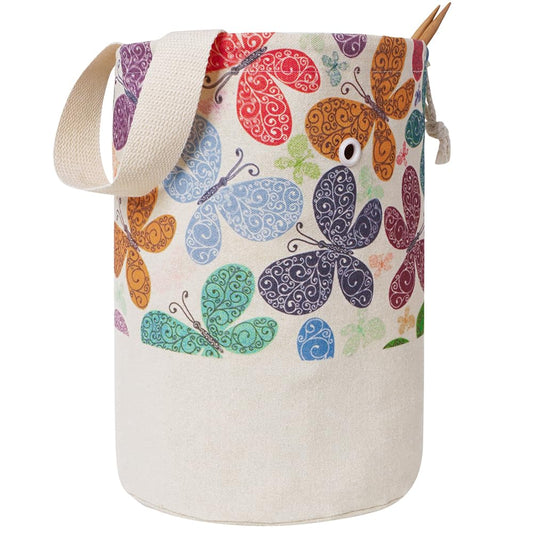 Yarn Bag, Knitting Crochet Bag, Portable Yarn Storage Bags Organizer for Crocheting Project, Store Skein Ball, Short Knitting Needle (Medium, Butterfly)