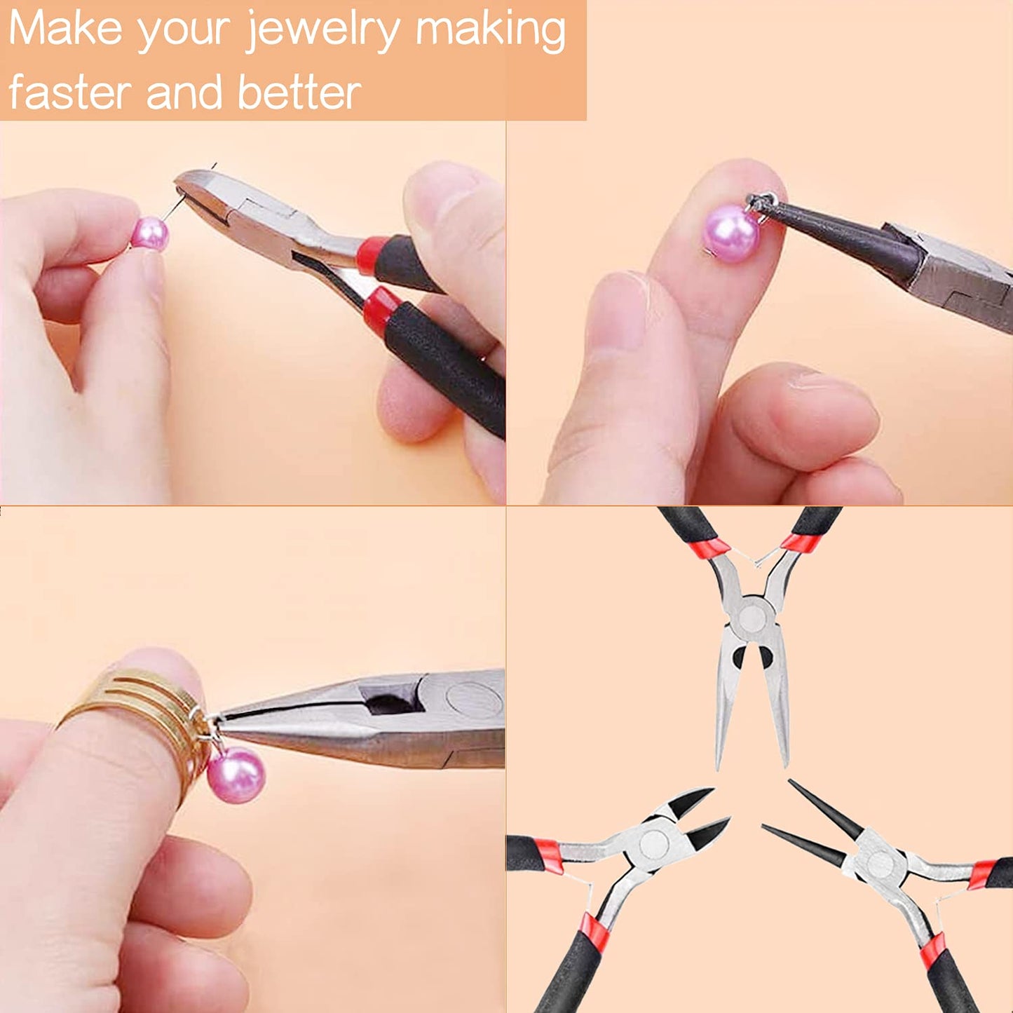 23 Pcs Jewelry Making Supplies Kit for Adults with Bead Tray, Pearls Making Kit Including Jewelry Tools, Jewelry Wires and Pearls Findings for Jewel Repair and Beading