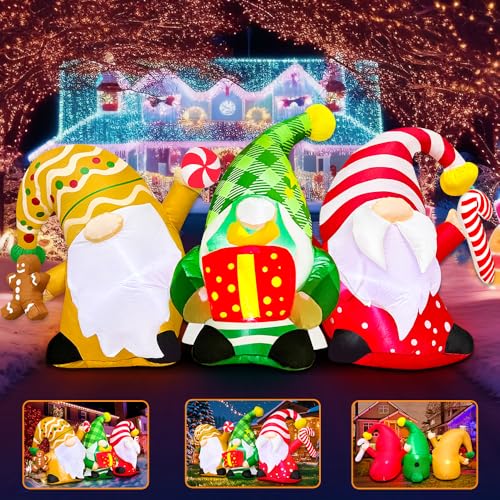 6 FT Christmas Inflatables Outdoor Decorations Inflatable Christmas Gnomes Blow up Yard Decorations Built in LED Lights for Xmas Winter New Year Party Lawn Holiday Winter Decor