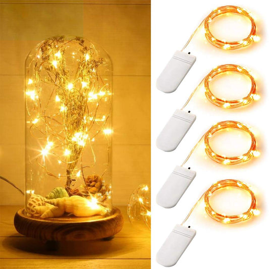 4 Pack Fairy Lights 10ft 30 Mini LEDs String Lights Battery Operated Waterproof Warm White Starry Firefly Lights on Copper Wire, Decorative Lights for Home Wedding Christmas