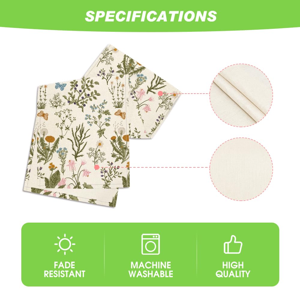 Wildflowers Floral Spring Table Runner, Seasonal Summer Butterfly Kitchen Dining Table Decoration for Home Party 13x72 Inch