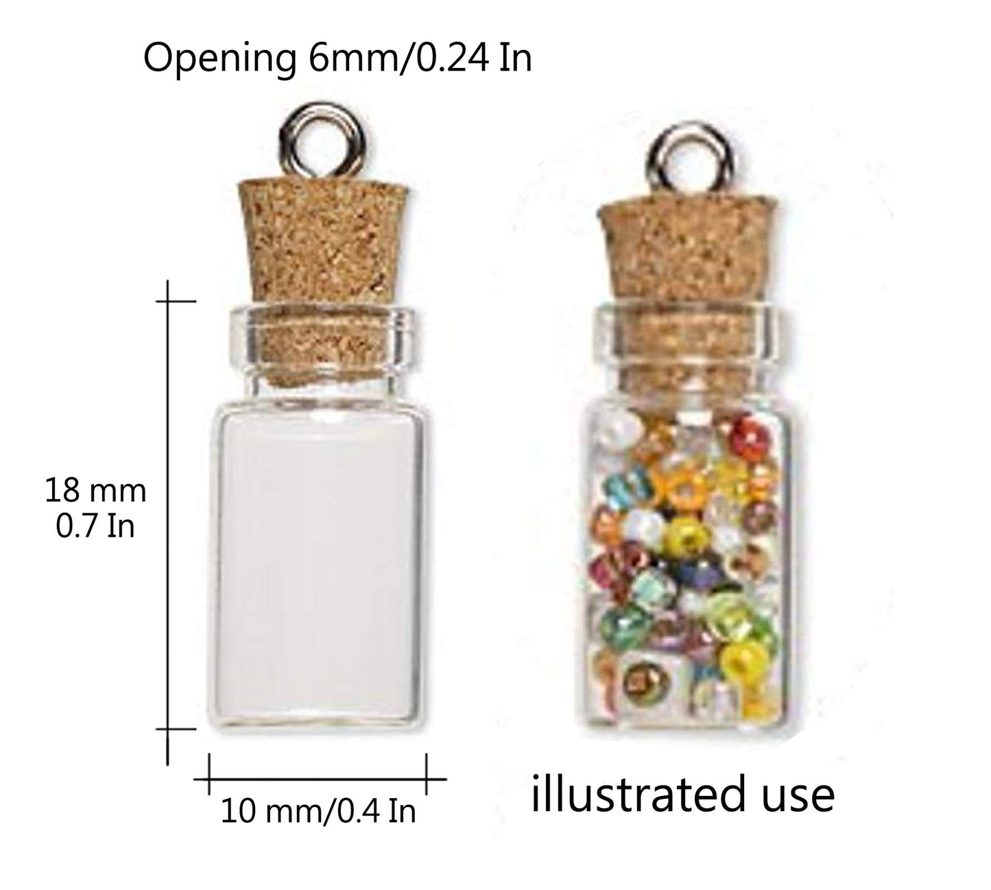 50pcs 0.5ml-extra Mini Tiny Clear Glass Jars Bottles with 50pcs Cork Stoppers and 50pcs Eye Screws, Glass Bottles for Decoration, Arts & Crafts, Projects, Party Favors