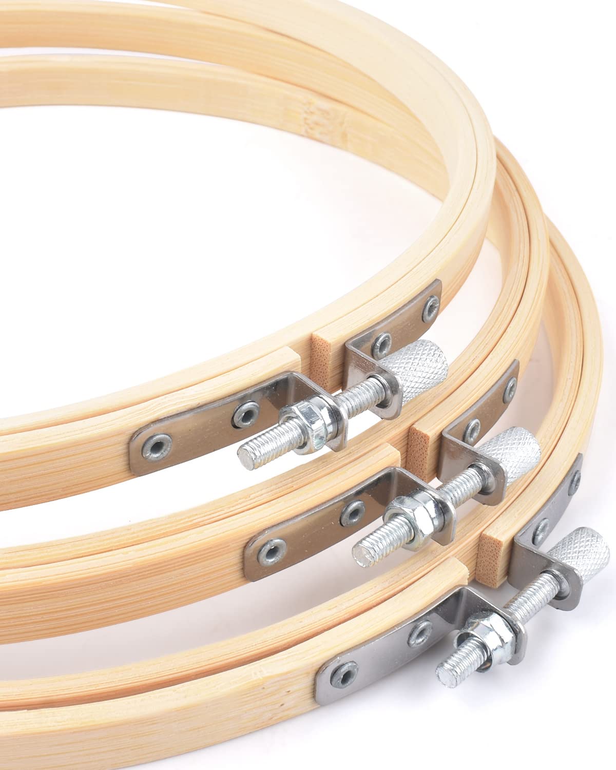 16 Pieces 8 Inch Embroidery Hoops, Bamboo Frame Circle Cross Stitch Hoop Ring Embroidery Hoops Set for Embroidery and Cross Stitch