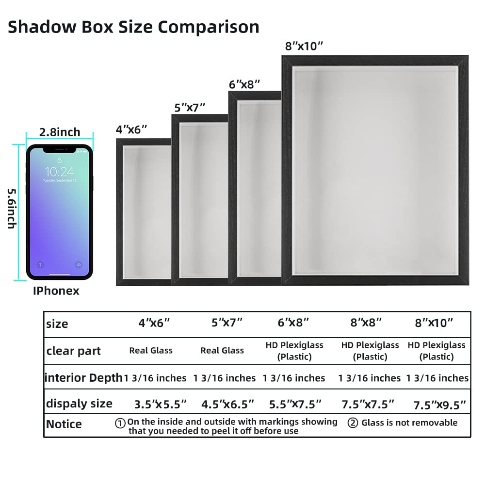 Small Shadow Box 4x6 Picture Frame with Real Glass Deep Wood Memory Box Display case for Flowers,Ticket,Memorabilia,Keepsake,Medal,Art and Photos,Burlywood