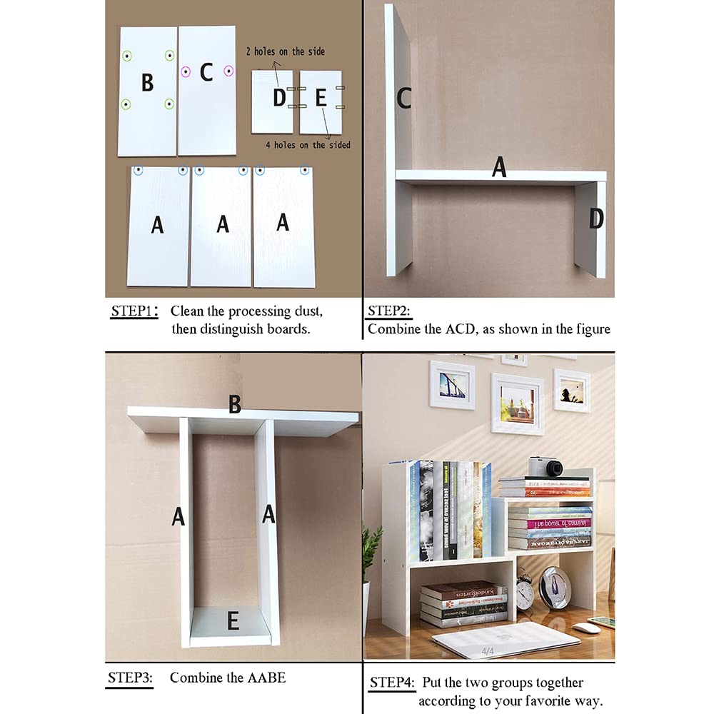 Desktop Bookshelf, Wood Adjustable Desktop Storage Organizer, Office Storage Rack, Display Shelf Rack, Desk Organizer