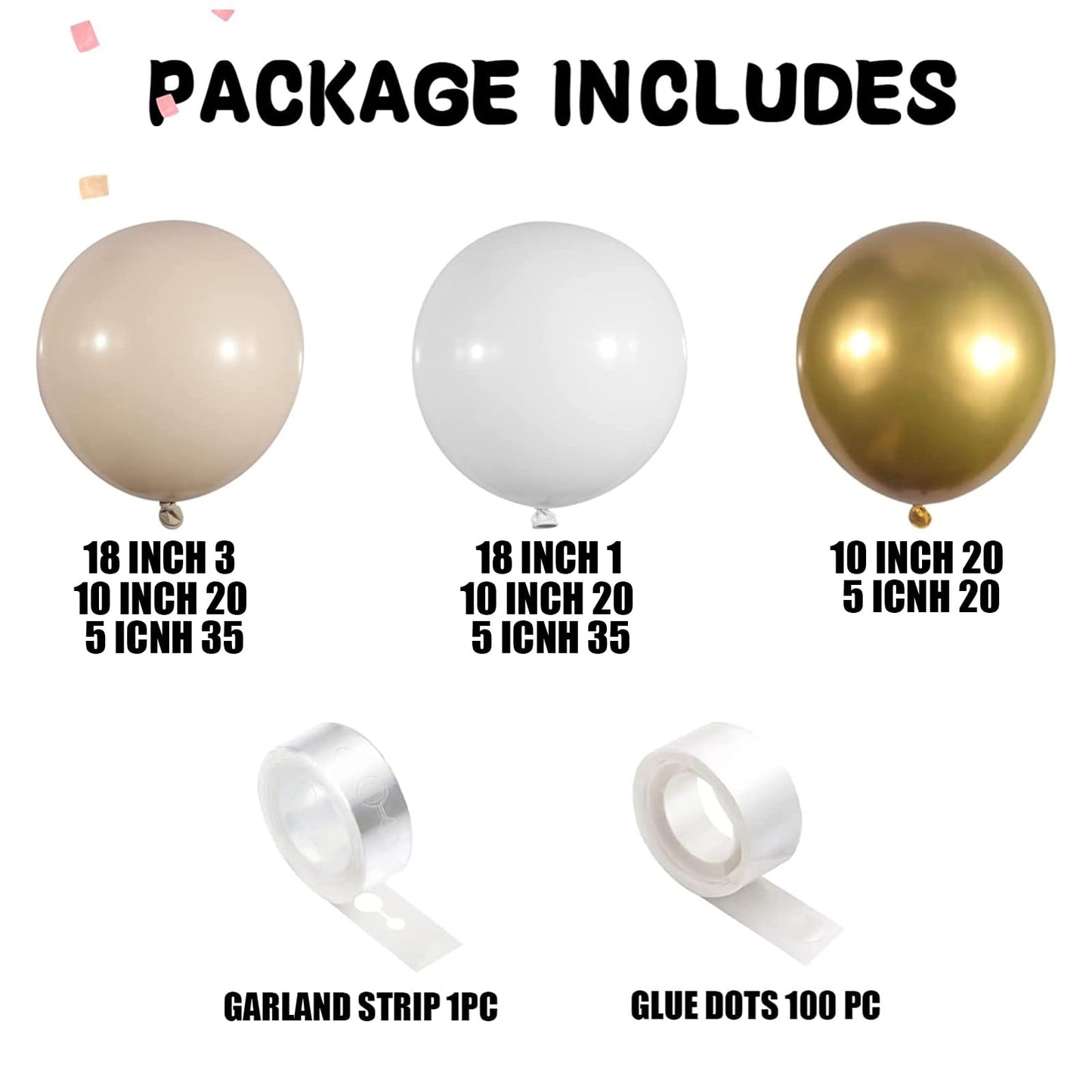 White Sand Gold Balloons Garland Arch Kit,156PCS White Nude Balloons with Metallic Chrome Gold Latex Balloons for Boho Wedding Baby Bridal Shower Engagement Anniversary Birthday Decorations Backdrop