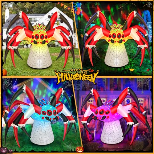 6 FT Halloween Inflatables Spider Decoration with Magic Led Light Up Halloween Inflatables Outdoor Decorations Blow up Inflatables for Halloween Holiday Party Lawn Yard Outside Garden Décor