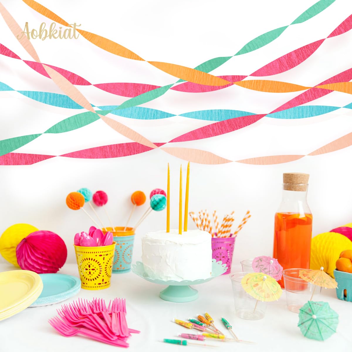 5 Rolls Rainbow Party Streamers Crepe Paper,Candyland Party Decorations for Christmas,Birthday,Wedding,Bachelorette,Bridal/Baby Shower,Hanging Candyland Backdrop Decoration