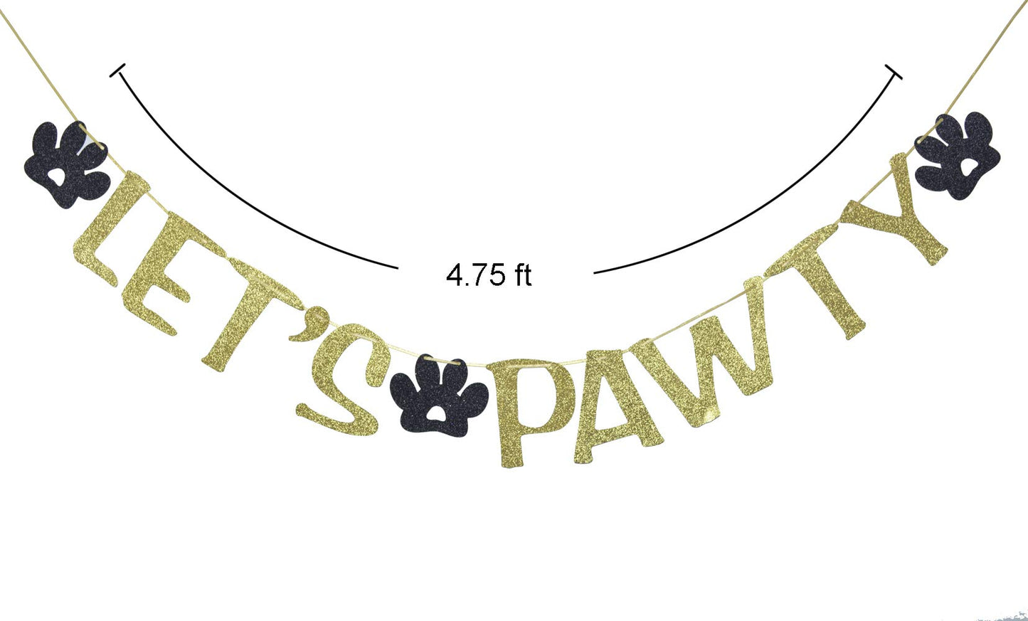 Dog Themed Party Banner Garland for Pet Birthday Party Decor Dog Pawty Photo Prop Backdrop (Gold)