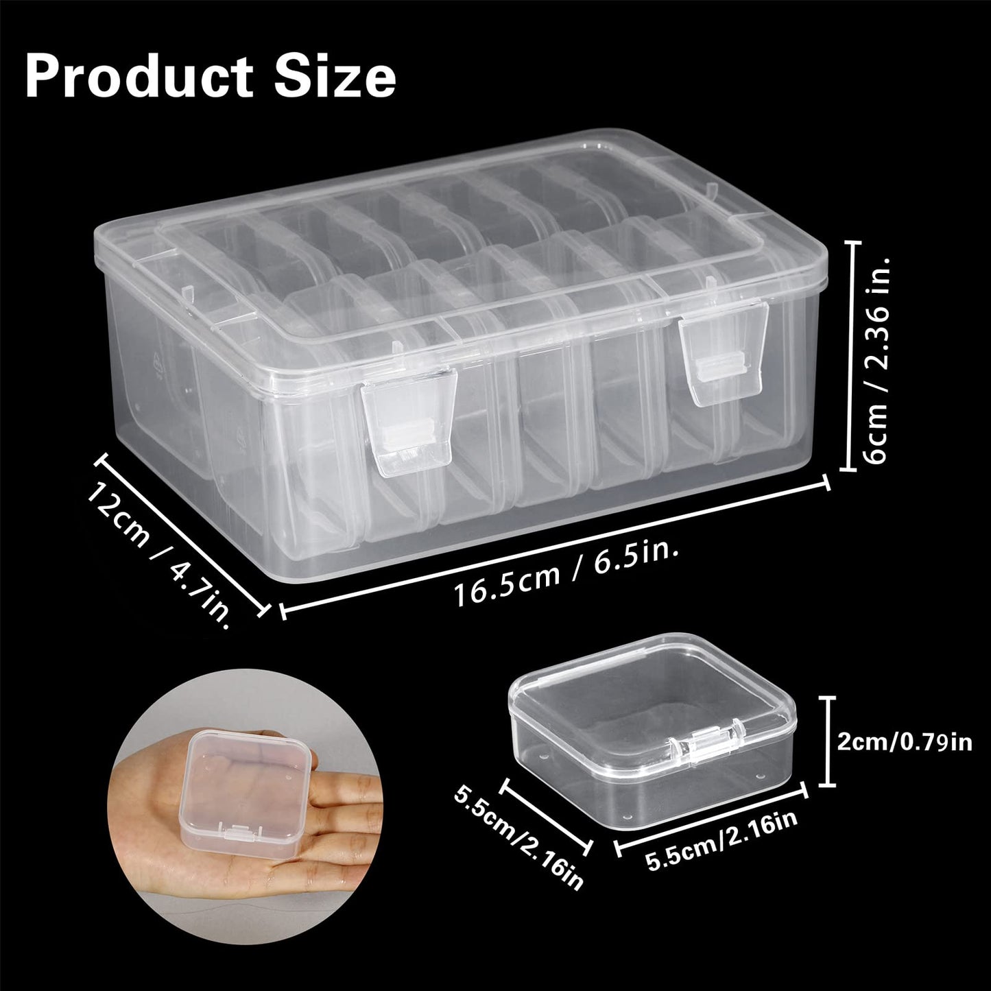 Small Bead Organizers, 15 Pieces Plastic Storage Cases Mini Clear Bead Storage Containers Transparent Boxes with Hinged Lid and Rectangle Clear Craft Supply Case